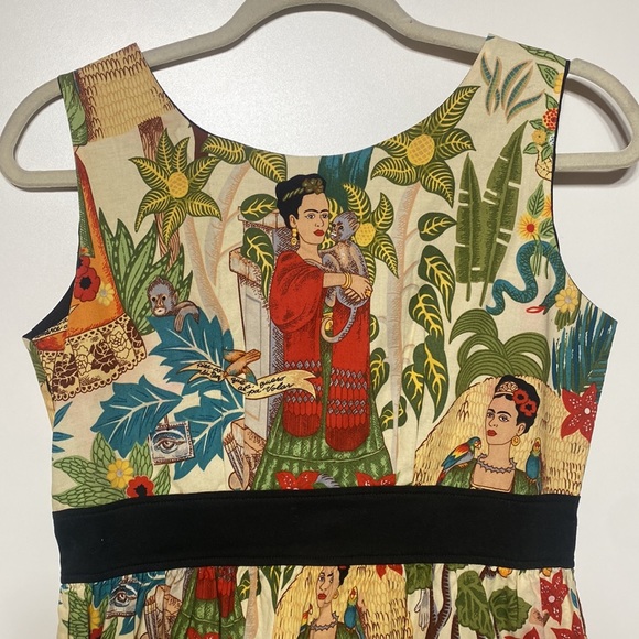 Frida Kahlo “Head Over Wheels” Dress in Beige by Hemet - Picture 4 of 16